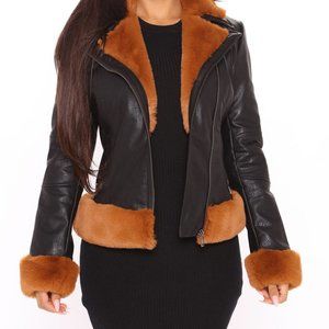 Fashion Nova Martha Faux Leather Jacket - Black/combo